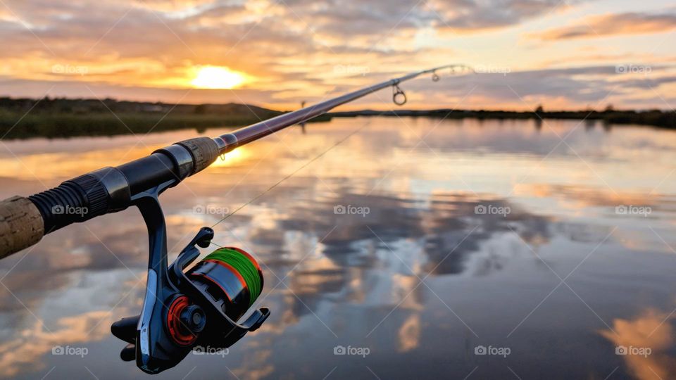 Fishing at sunset on Corrib River, Galway, Ireland