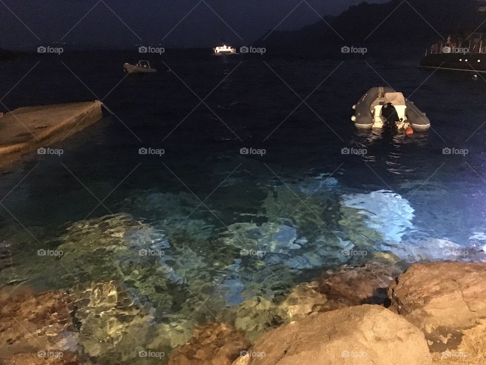 Greece water at night