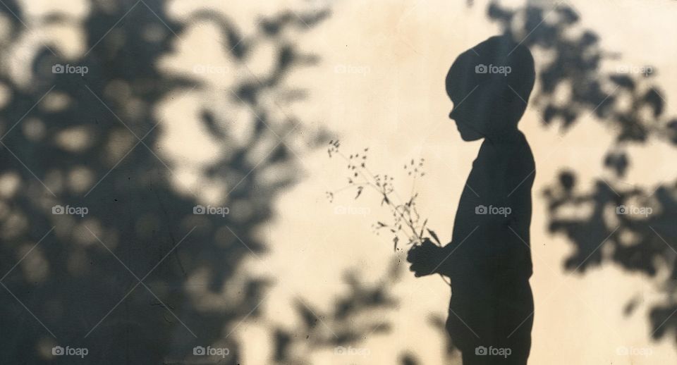 boy's shadow on the wall