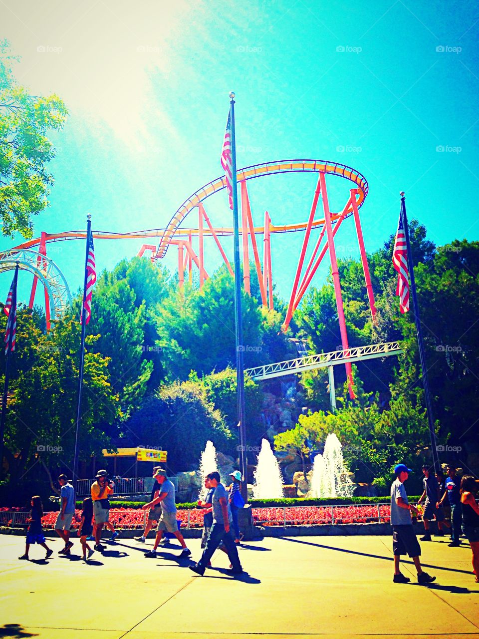 Roller coaster at Six Flags in California. 