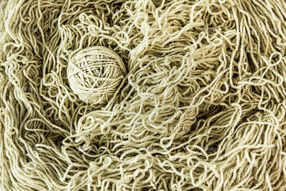 High angle view of wool