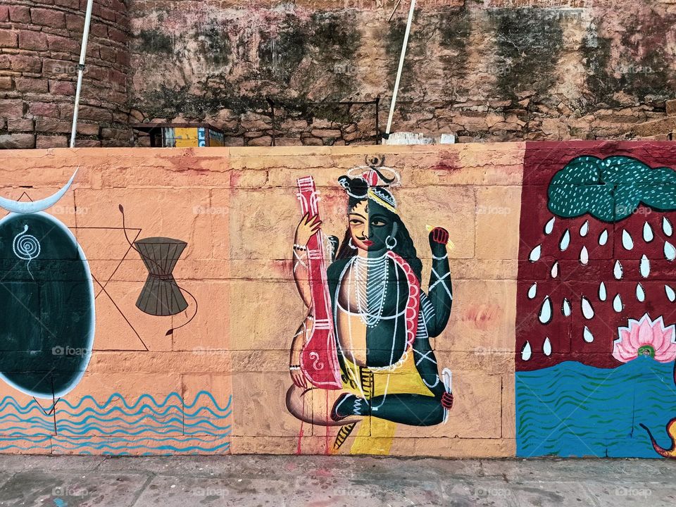 lord shiva street art varanasi india