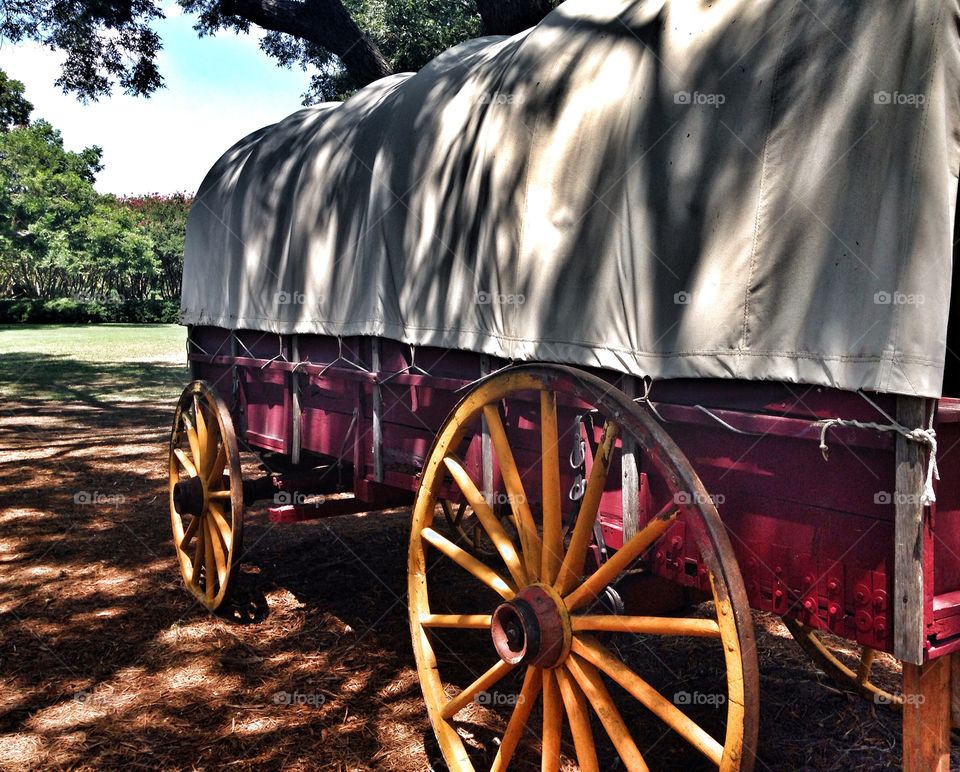 The old days. Covered wagon