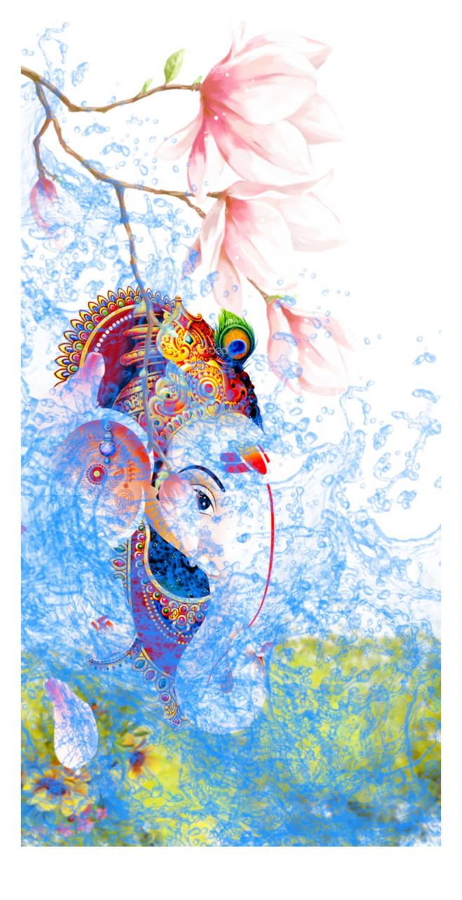 Ganesh taking a bath in the ocean