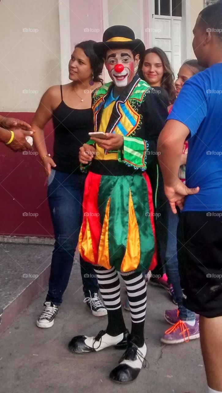 fantastic carnival clown costume in Varadero Cuba, beautiful and striking colors.  colorful carnival