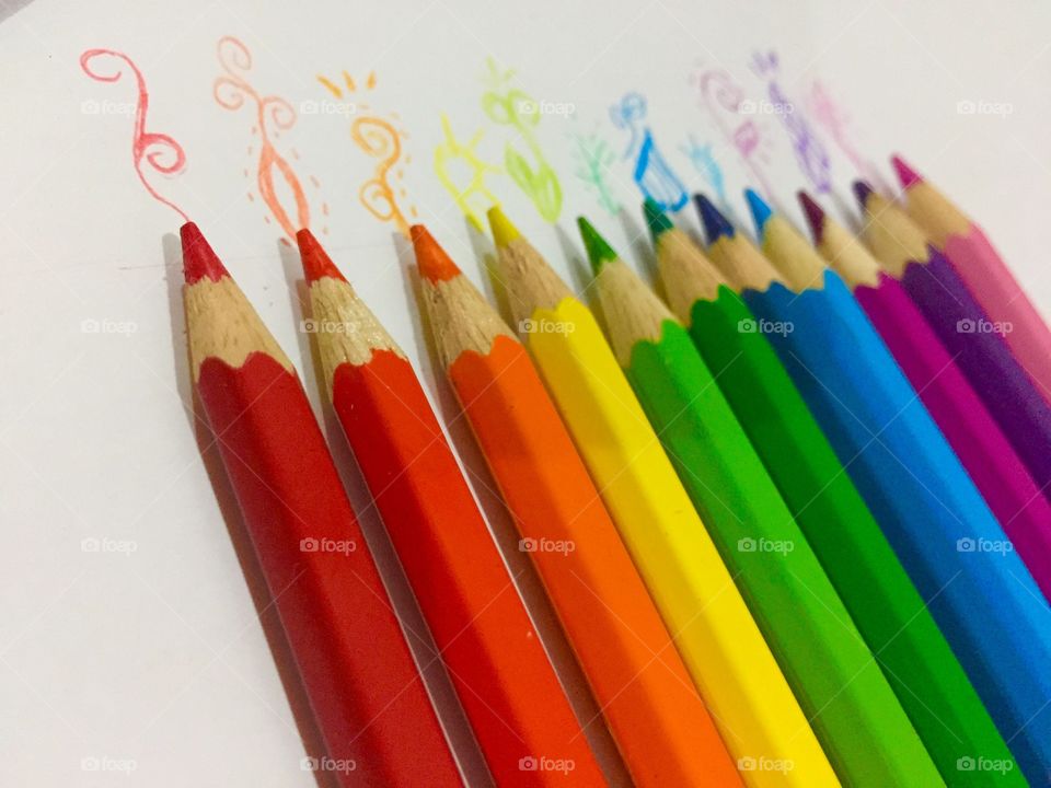 Arrangement of colored pencil