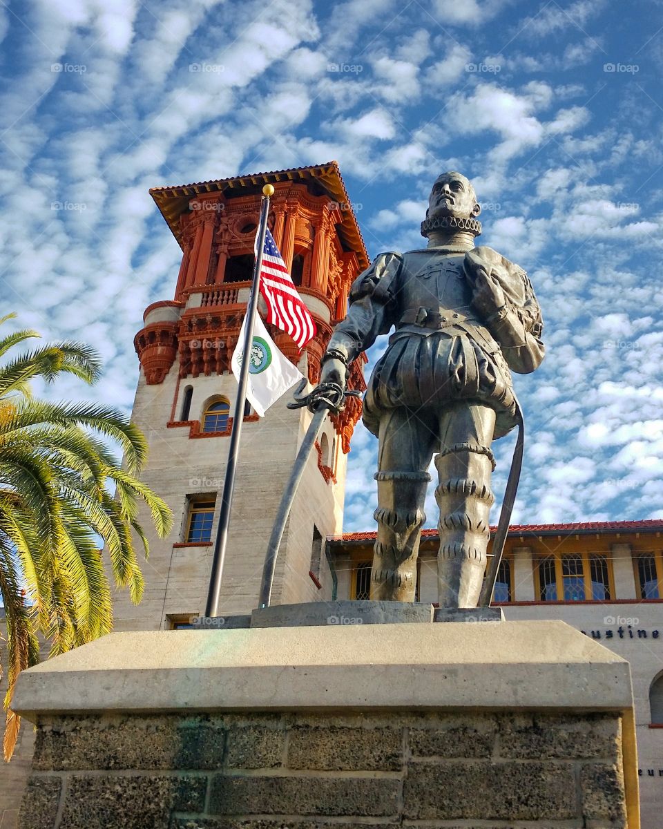 Statue Flag Architect Sky