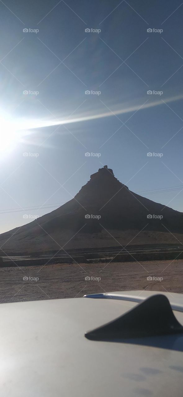 nice mountaine and sunset . desert