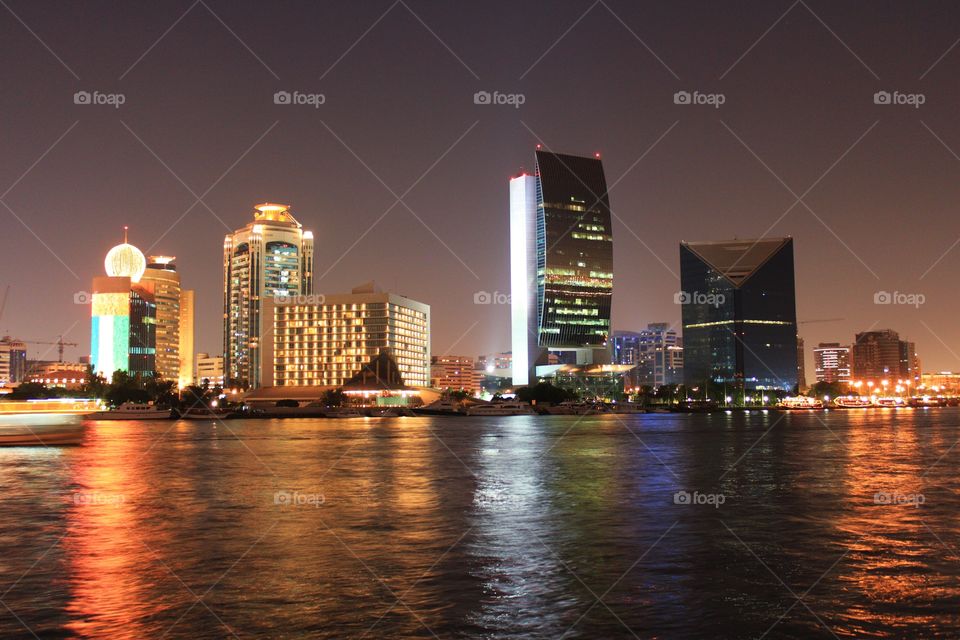 Dubai Creek at night, united Arab Emirates