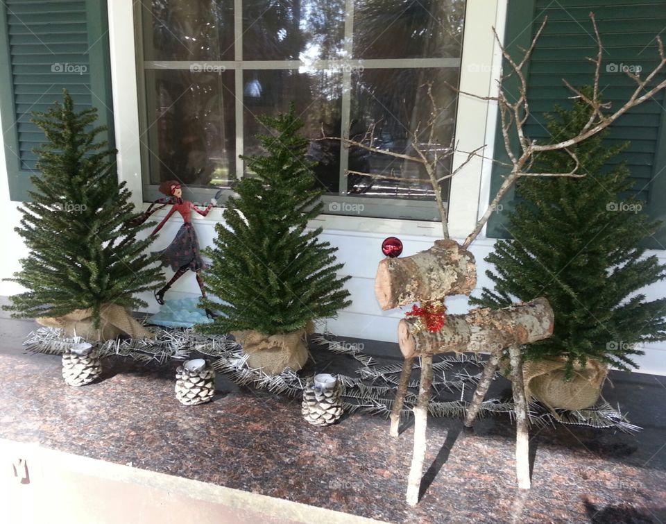 Holiday display on the deck