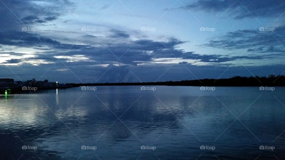 Panoramic view of river at dusk