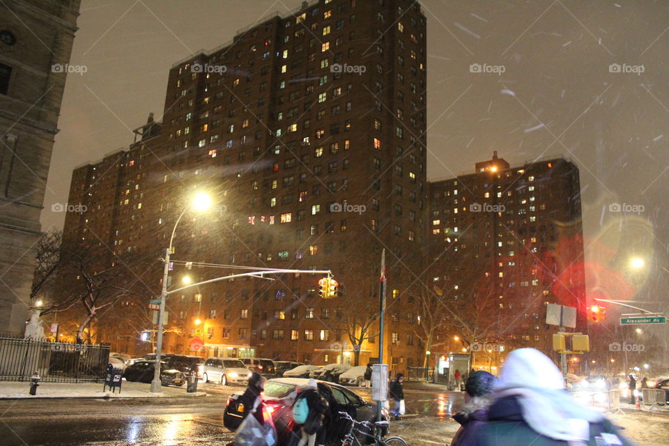 The other evening while it was snowing. My hometown. Bronx stand up 