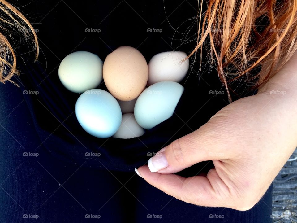 This mornings egg bounty collection, farm fresh eggs.