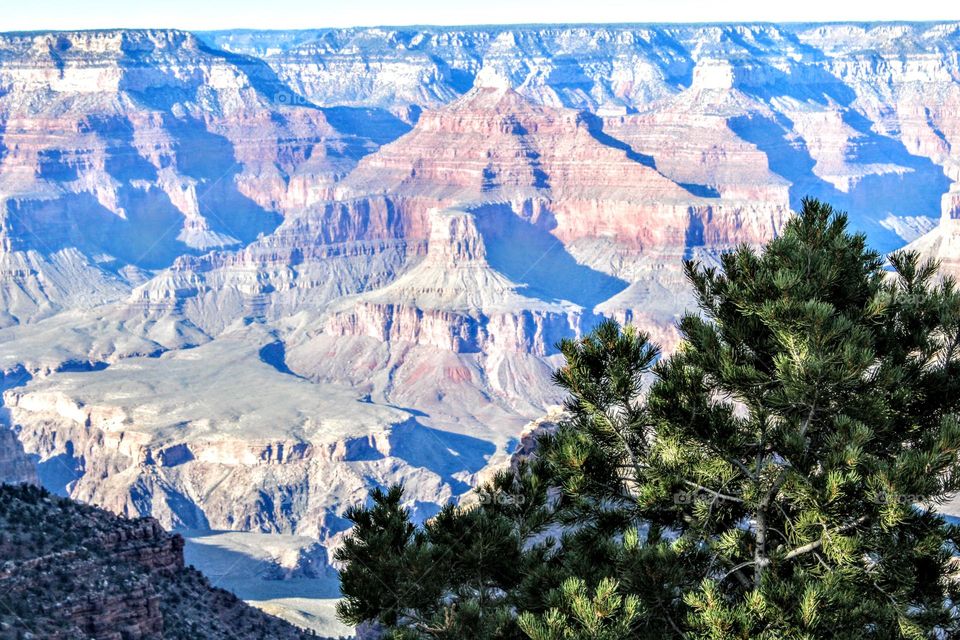 Taken in the view of the Grand Canyon on a Sunny day at the south rim