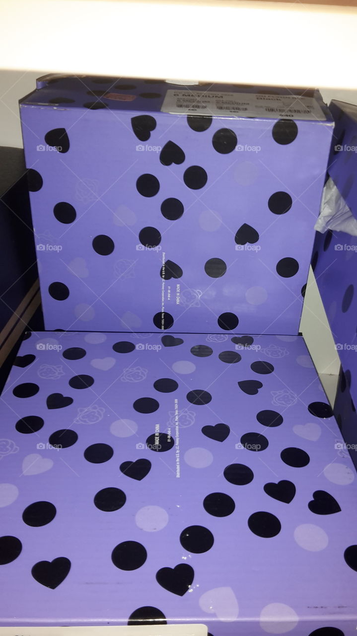 purple shoe boxes