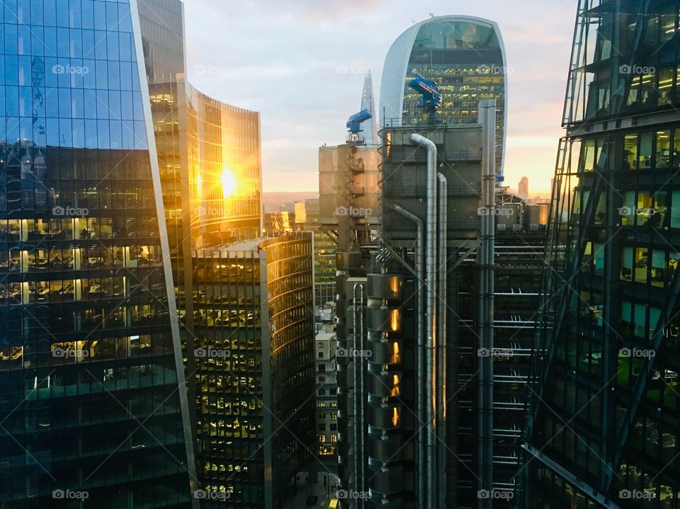 Lloyds of London City Sunset Skyscape