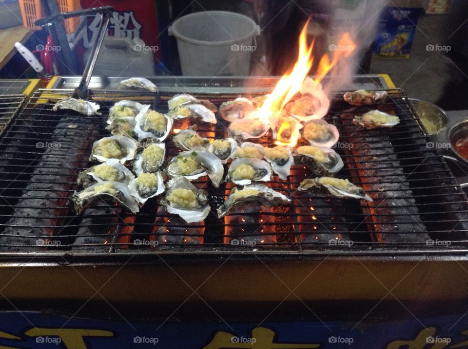 Grilled oysters