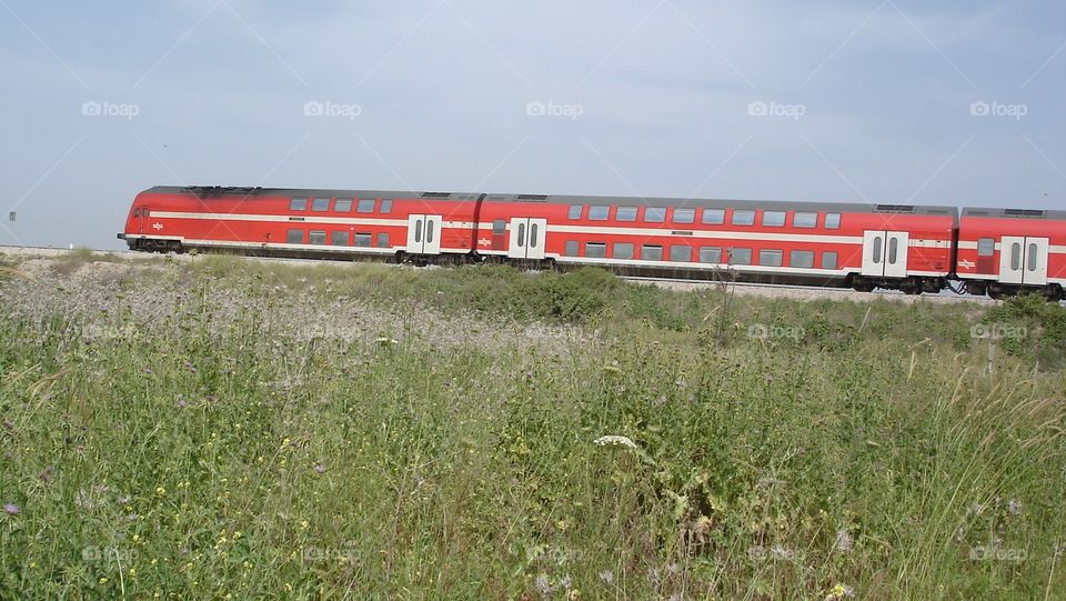 A Train Crossing countryside