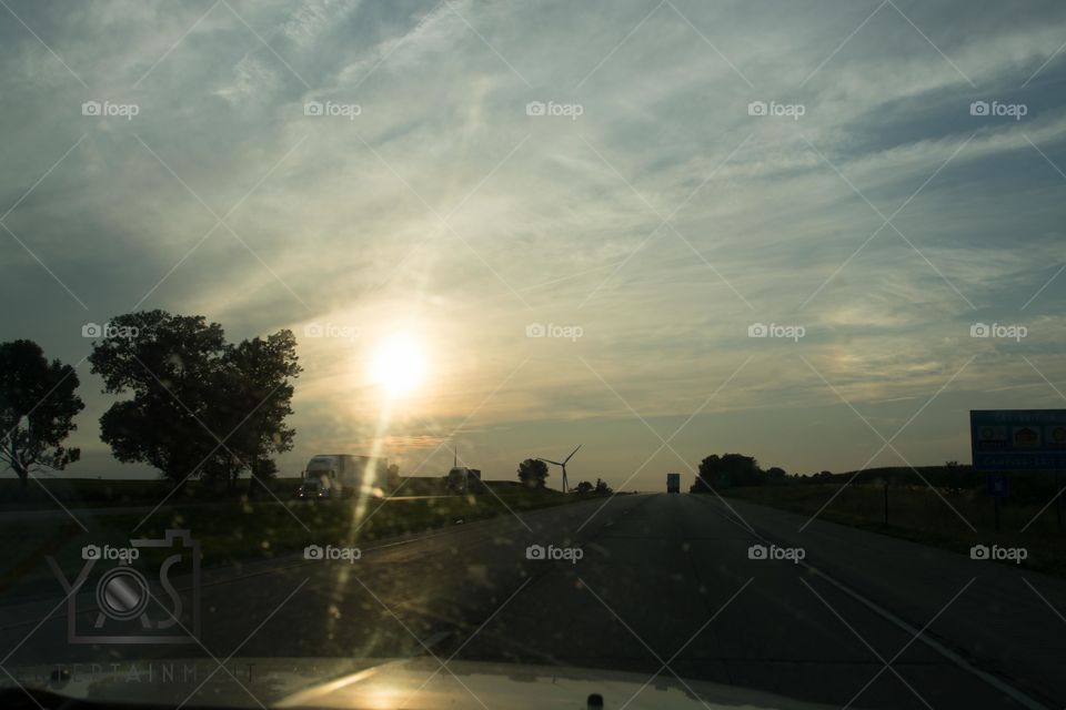 Sun, Road, Sunset, Landscape, Dawn