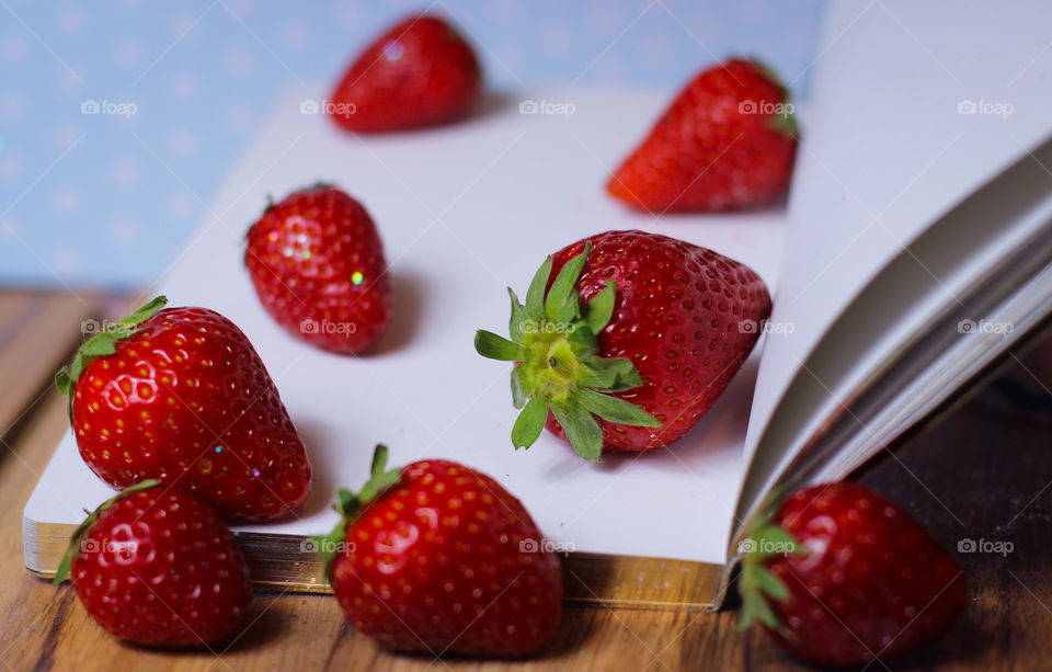 strawberry book fresh fruit diary glitter