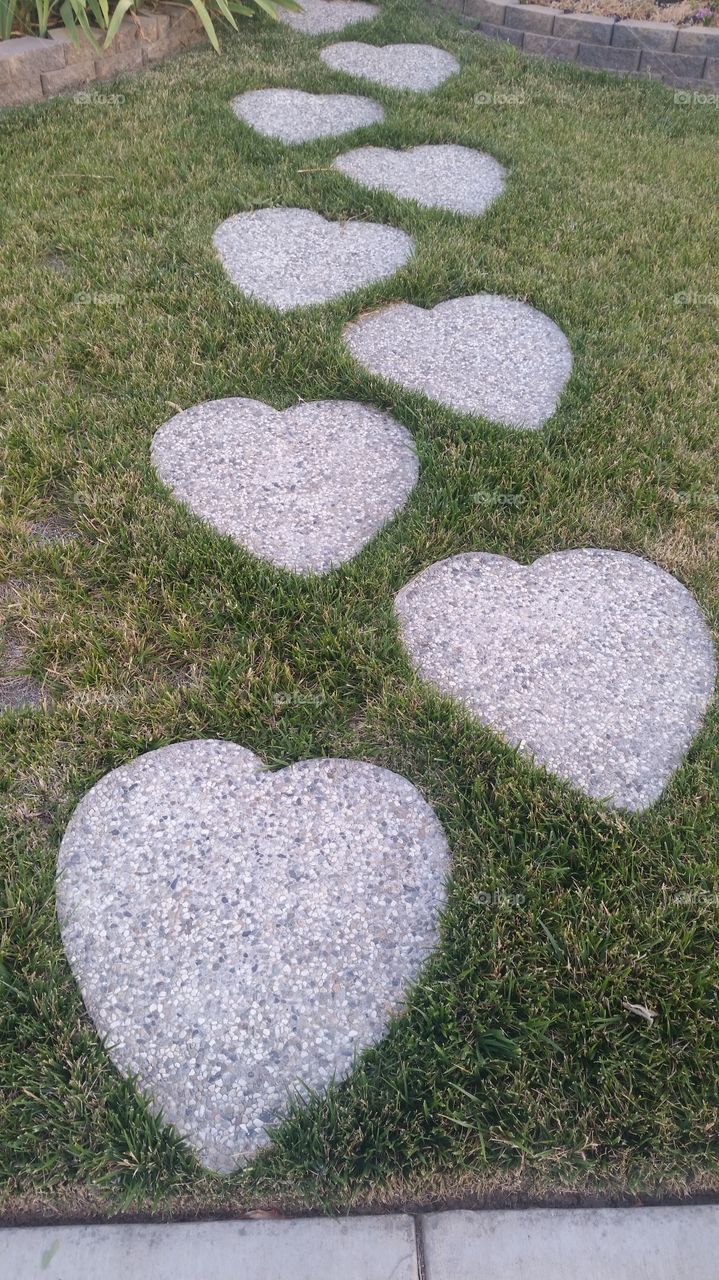 Elevated view of heart shape stones