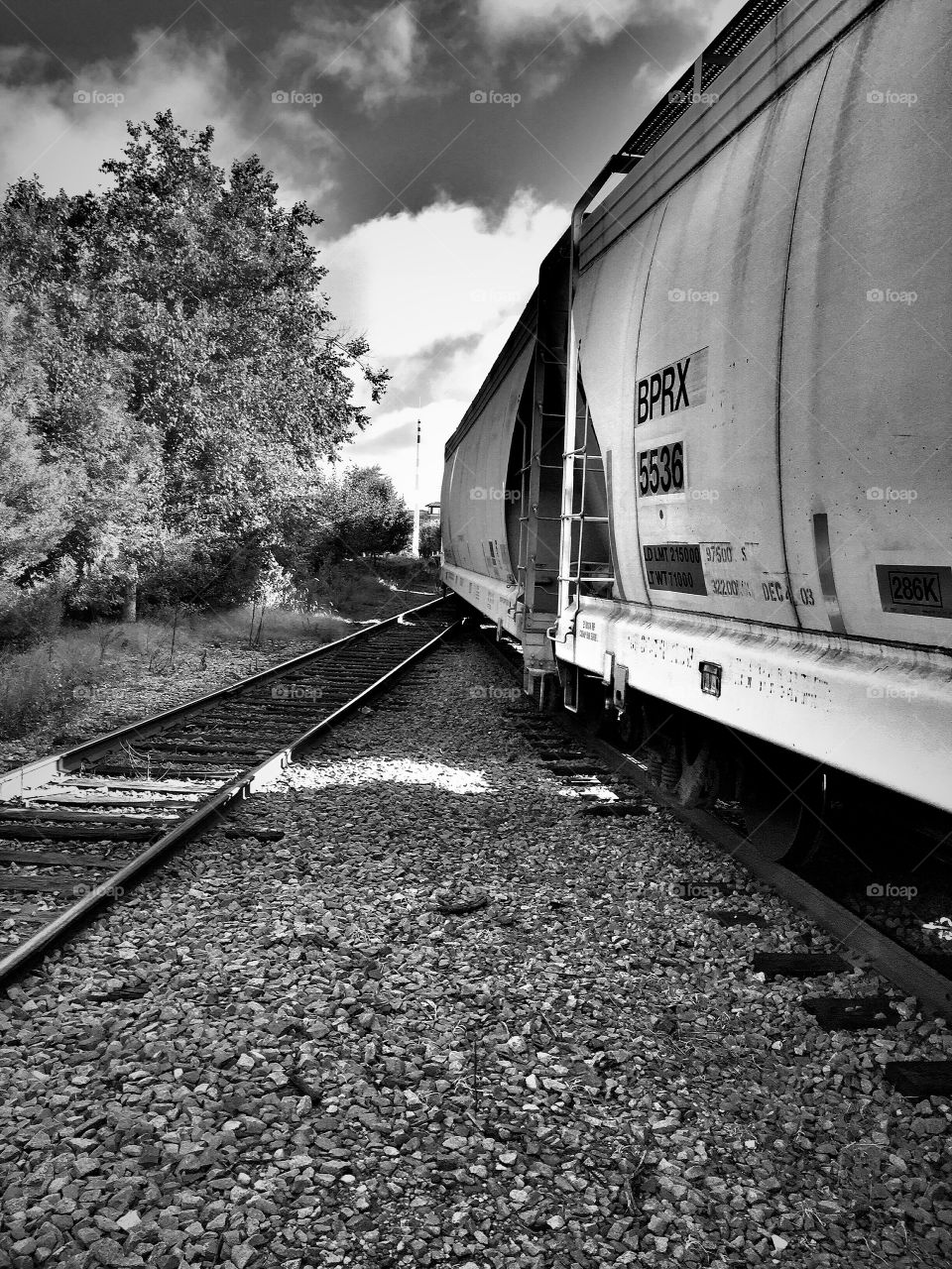 Black and white fork in the railroad
