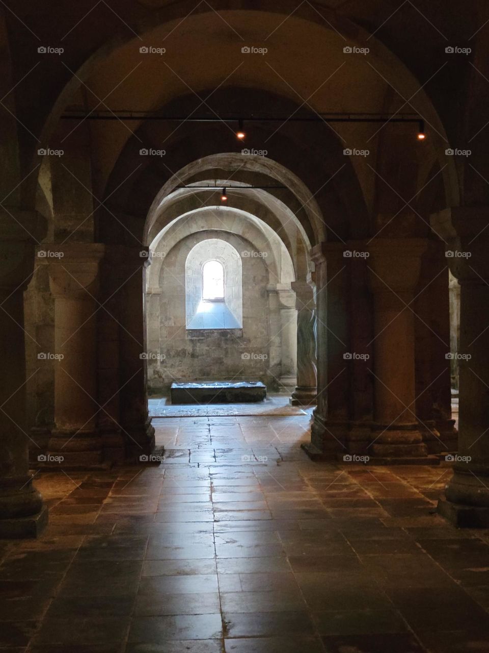 Beautiful light from a window in the crypt of Lund's cathedral, Sweden.