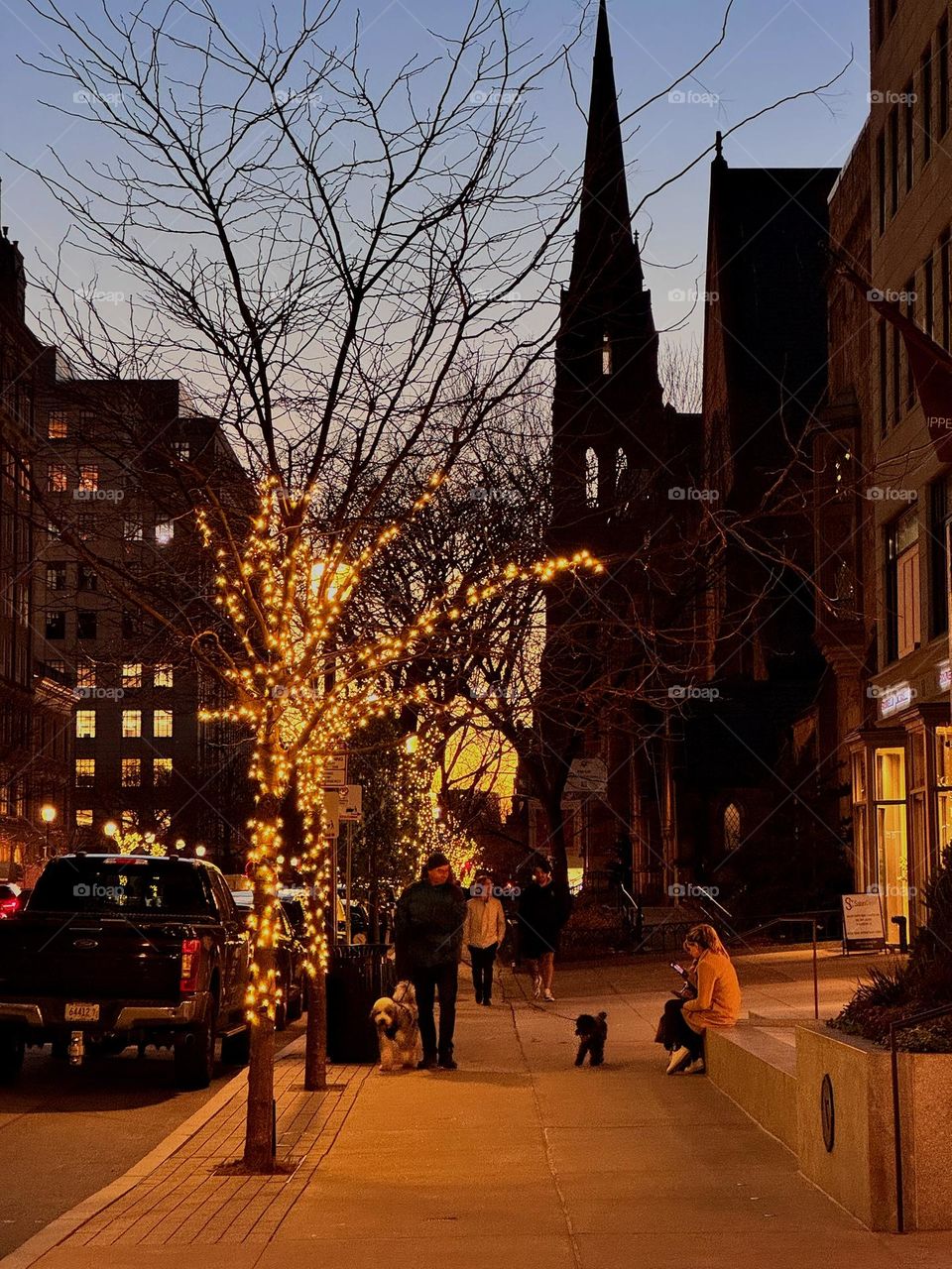 Evening Glow on a City Street