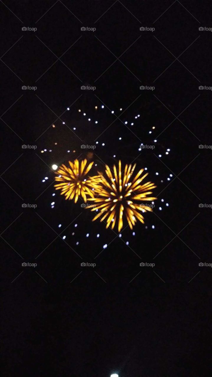 fireworks with moon