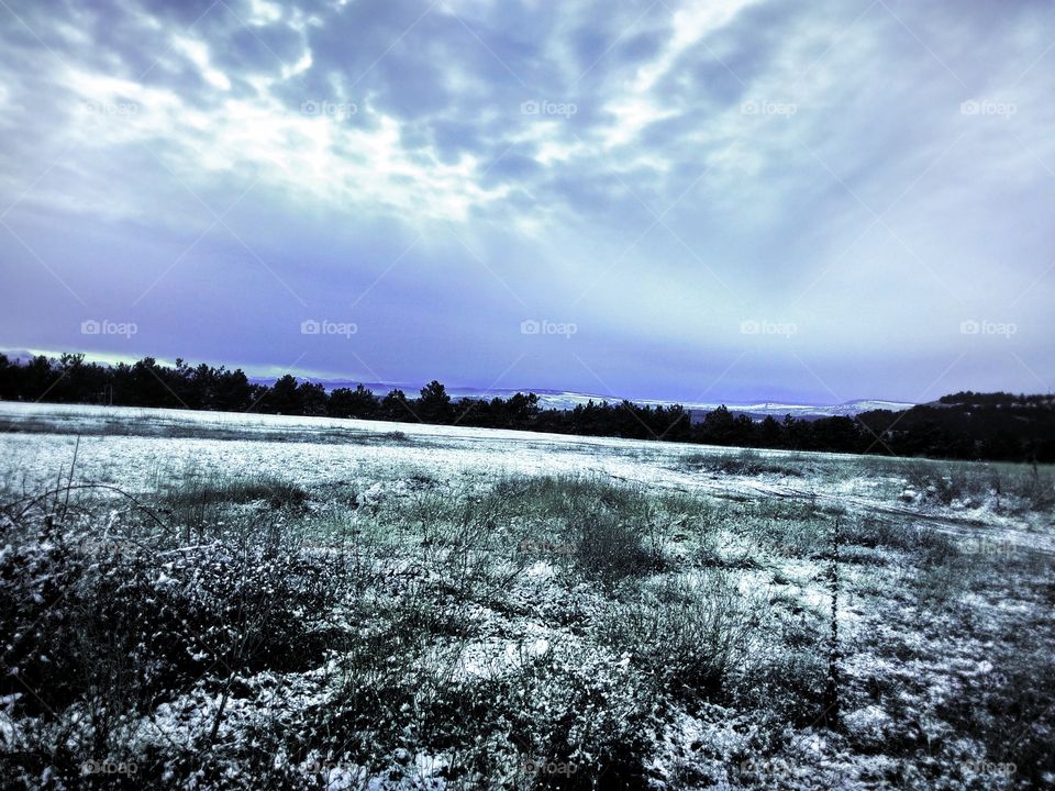 magic sky, distant mountains and forests