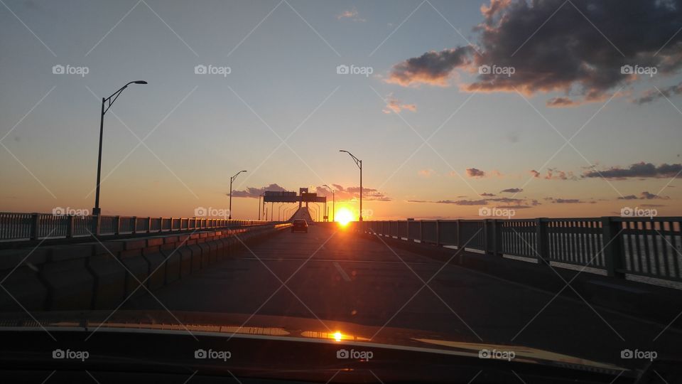 Sunset, Bridge, Evening, Dusk, Transportation System