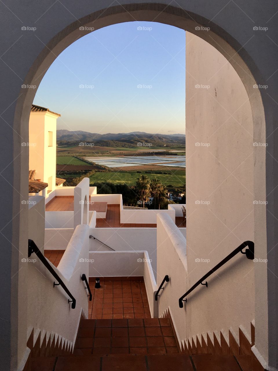 Open staircase with landscape 