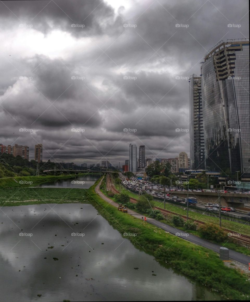 River and Storm in the City