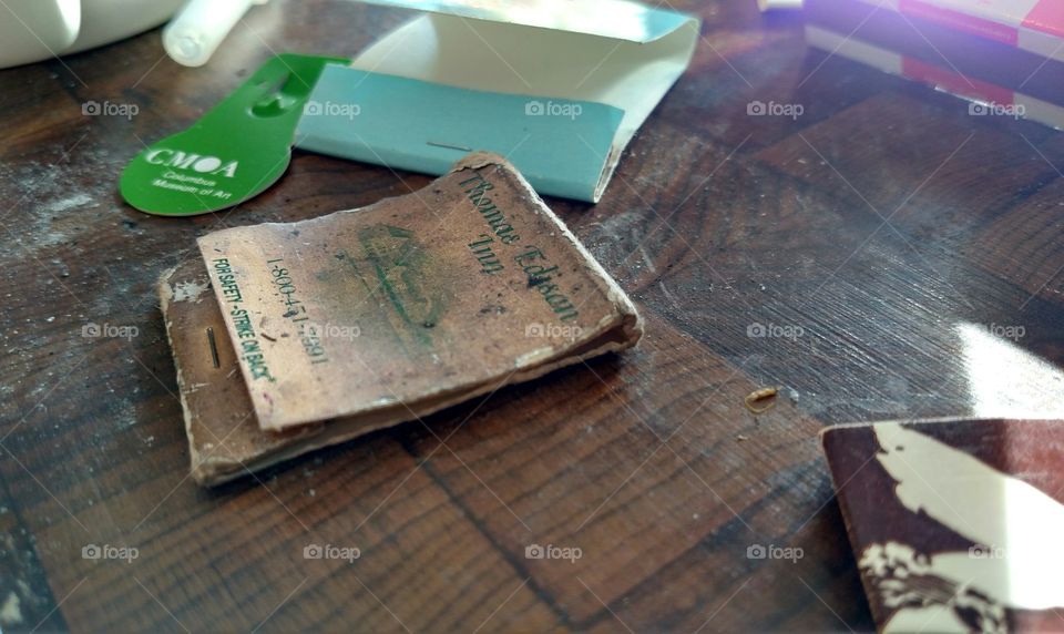 TV table matchbooks items antique old