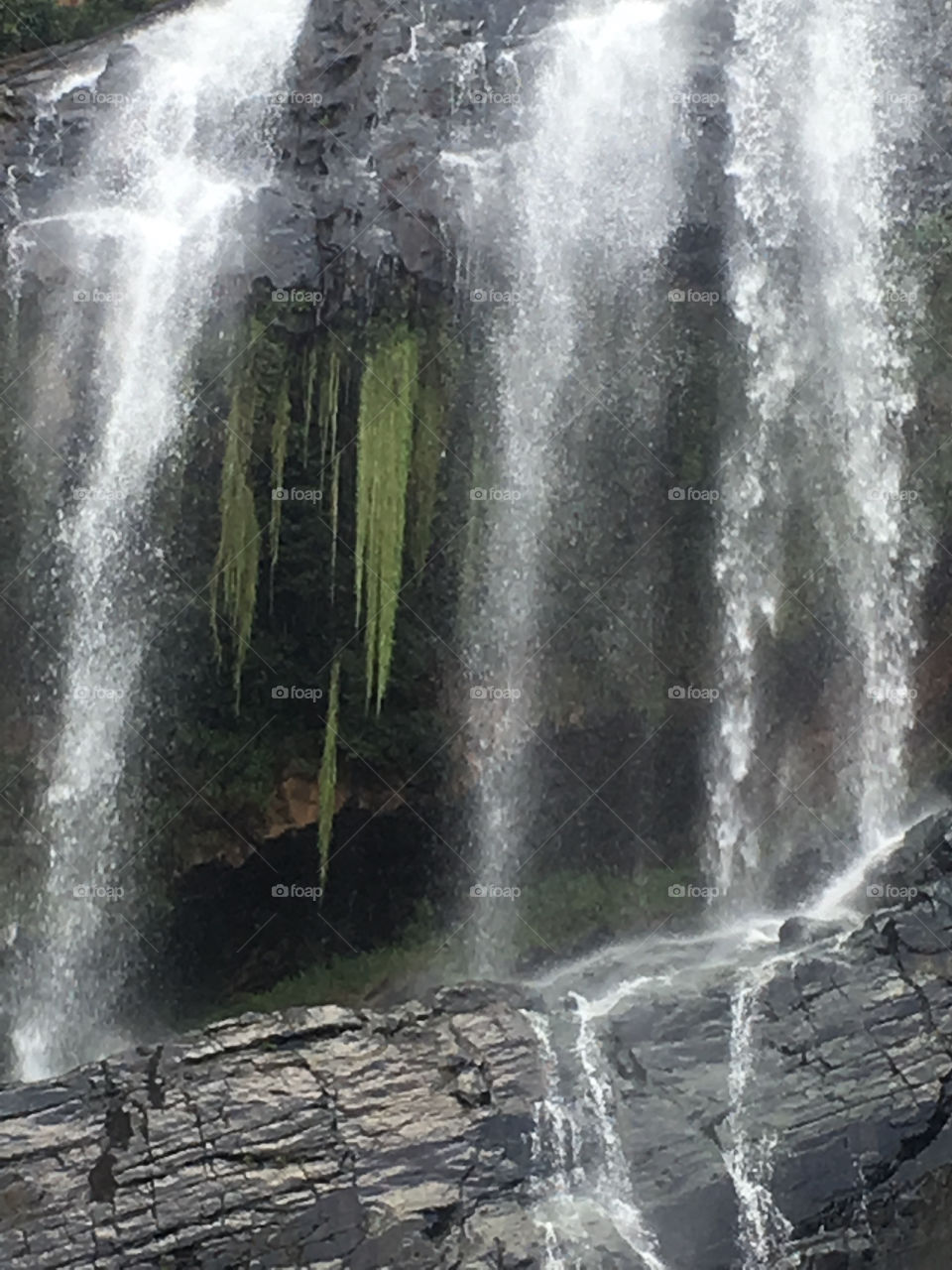 Waterfall closeup of cave