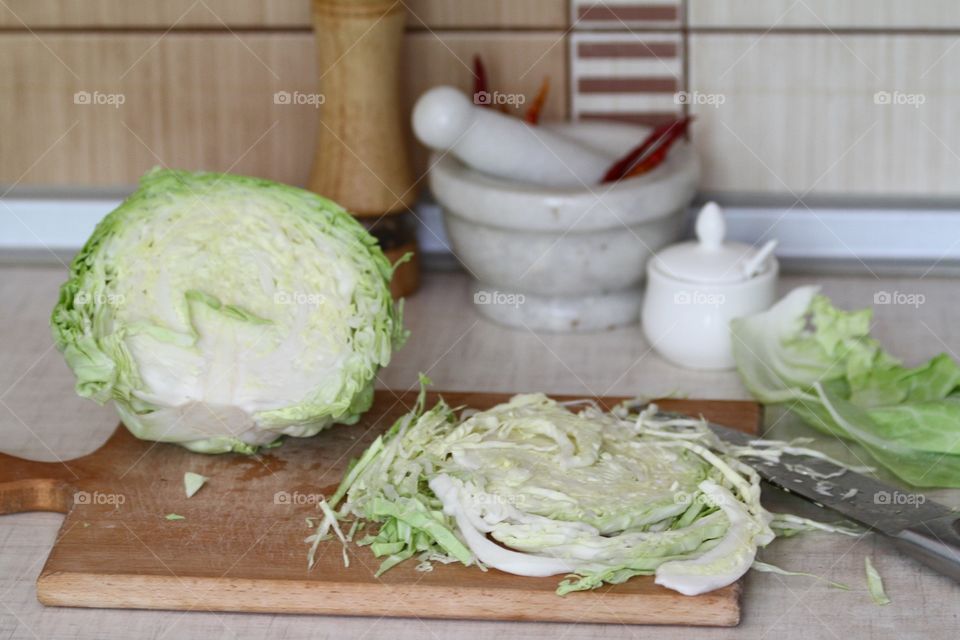 Cutting of a cabbage 