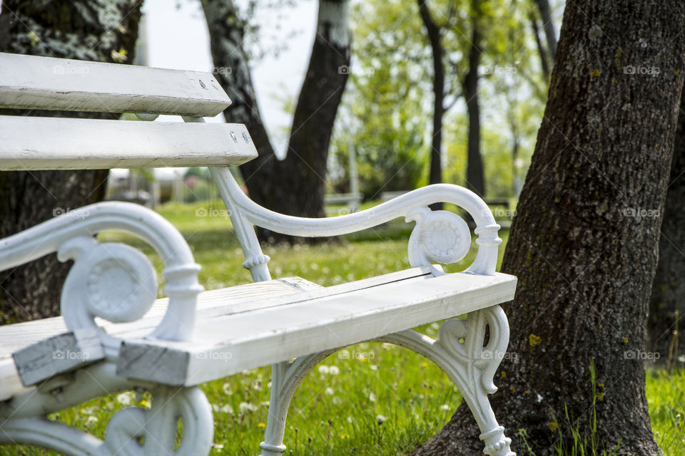 White bench in Serbia