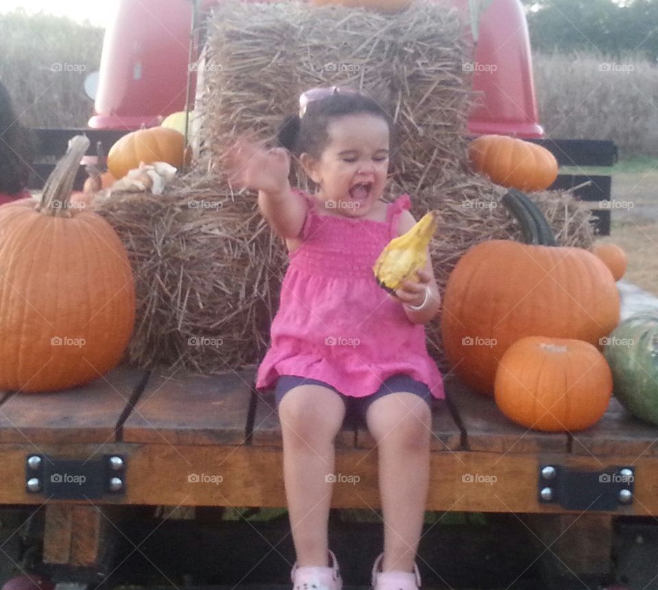 Loving the Hay ride. Her first time at Gentry Farms in Franklin, TN