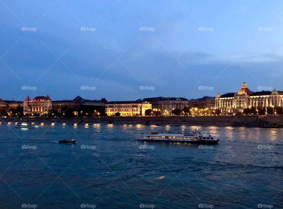 River lit up at night