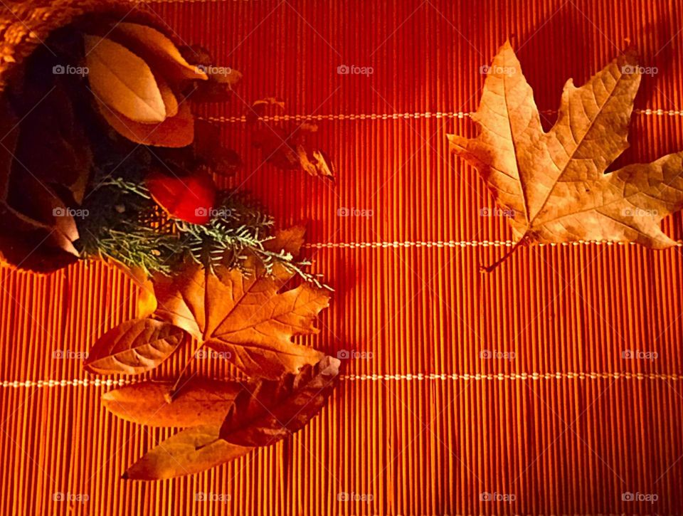 Composition with leaves