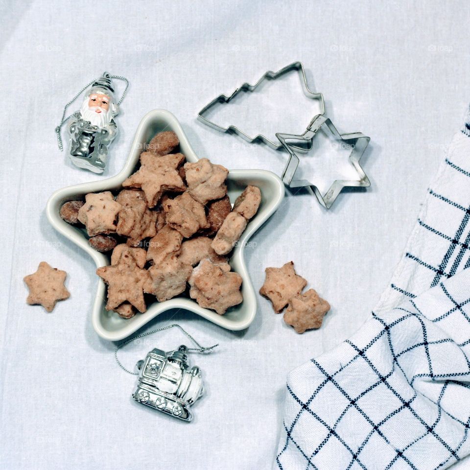 Christmas cookies, white background
