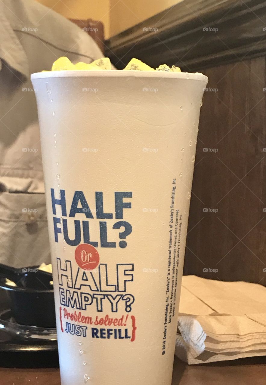 Half full or half empty cup from Zaxby’s
