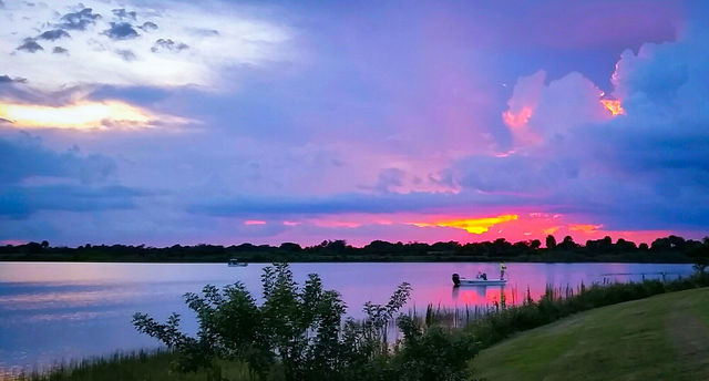 fishing at incredible sunset