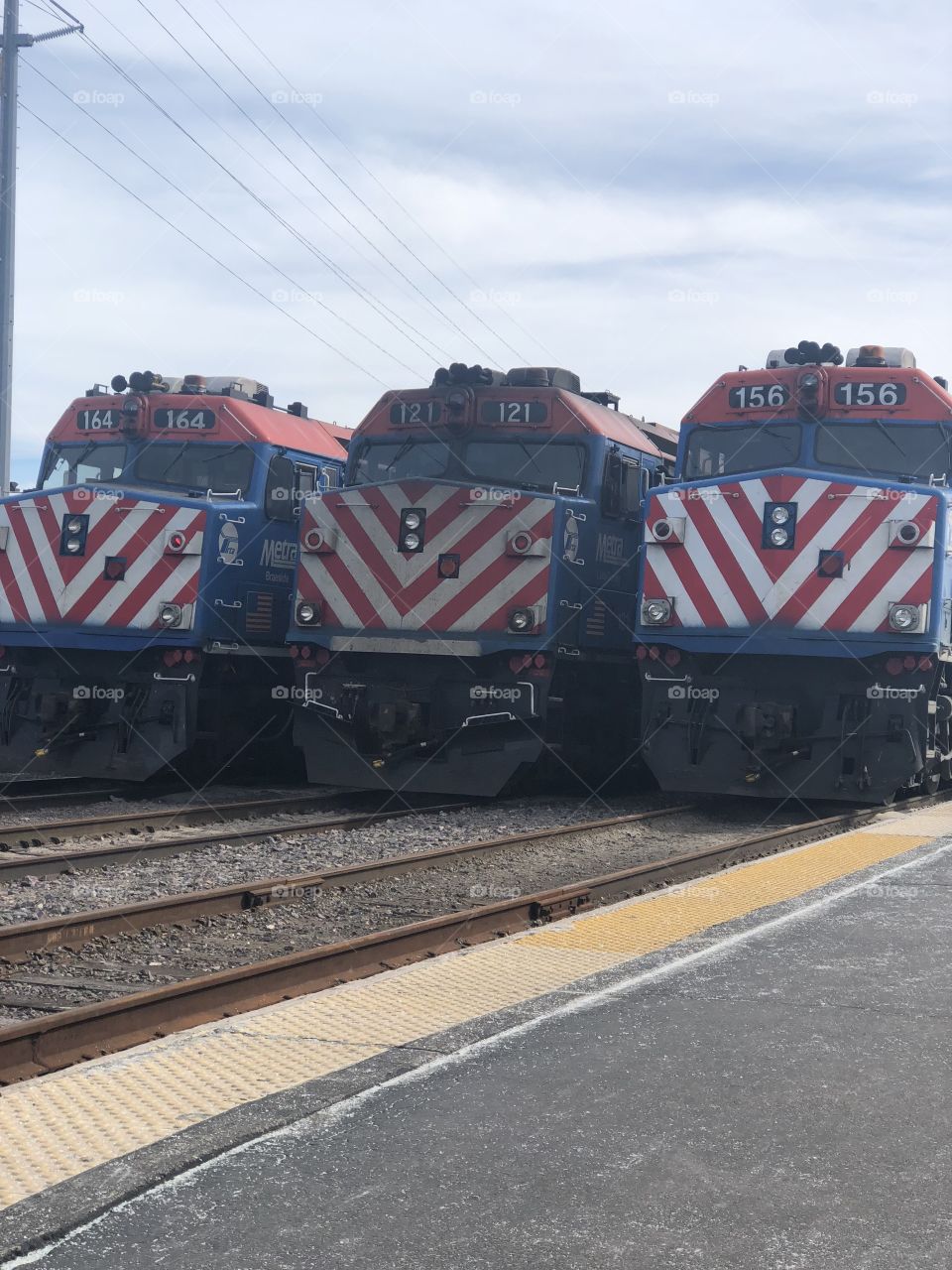 One, Two, Three Metra Trains.