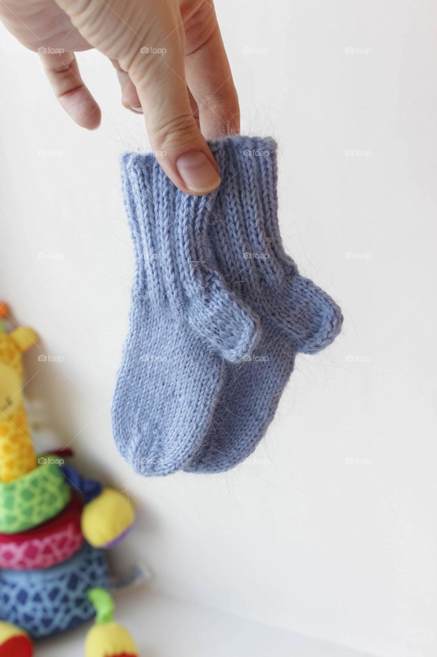 Knitted wool socks for children