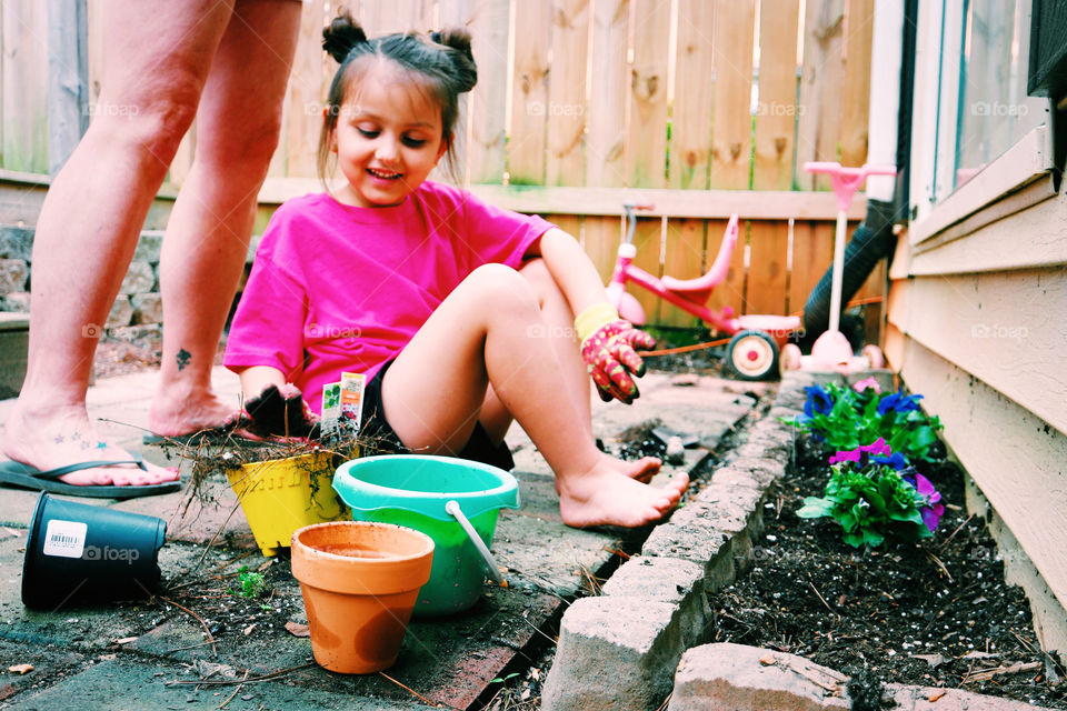 Little girl gardening 