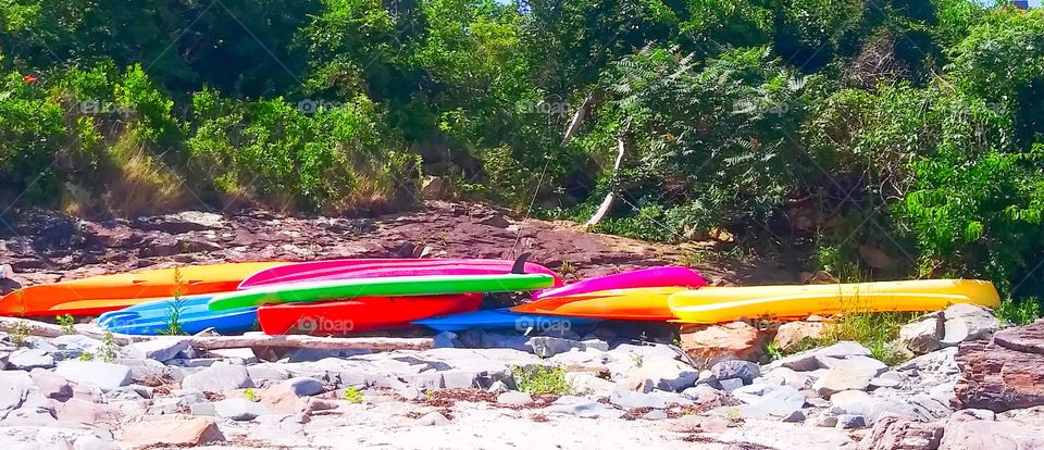 colorful canoes