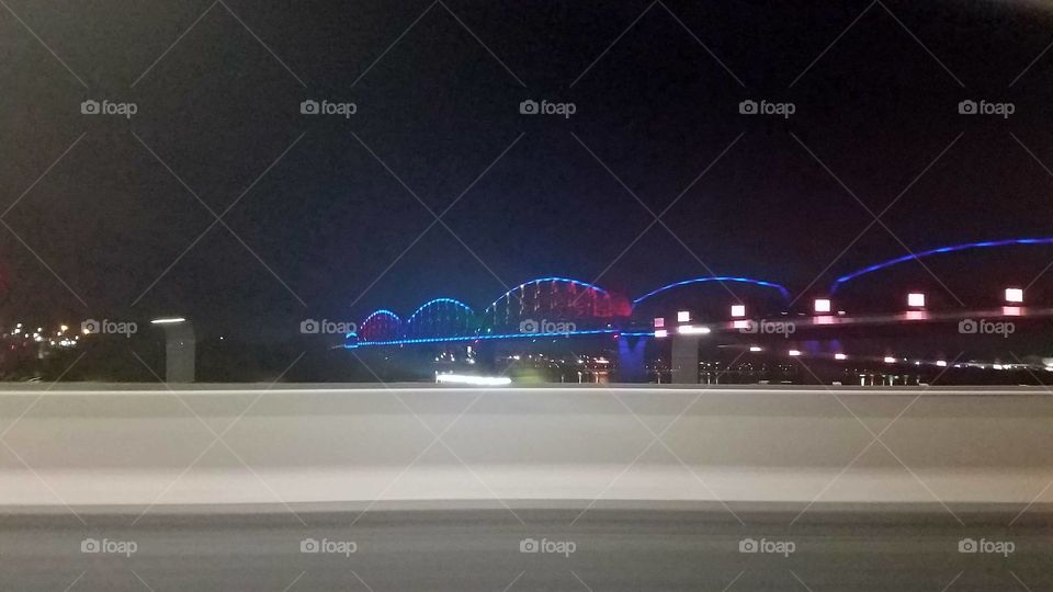 blue lights bridge