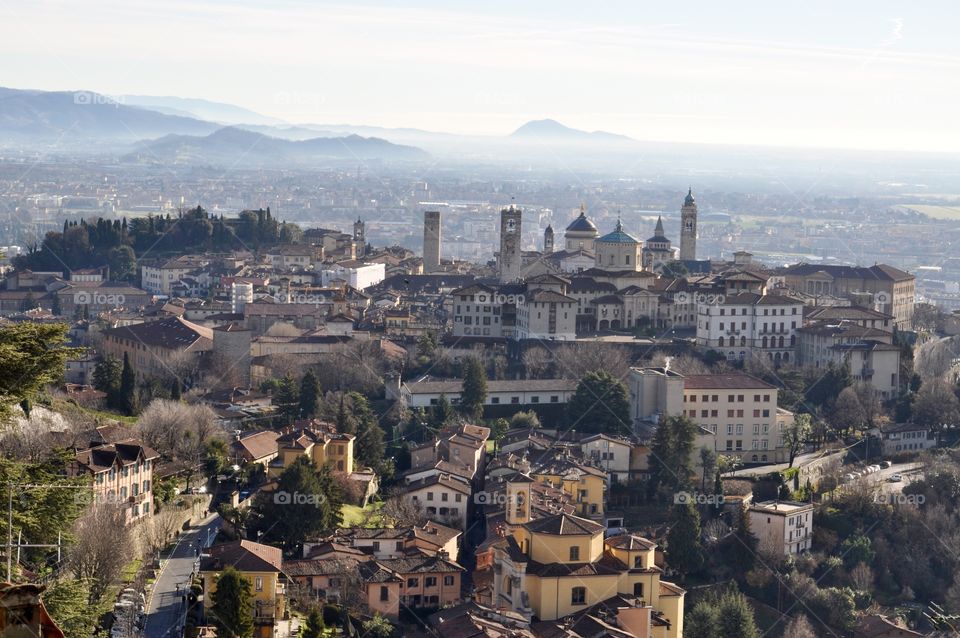 View on Bergamo old town 