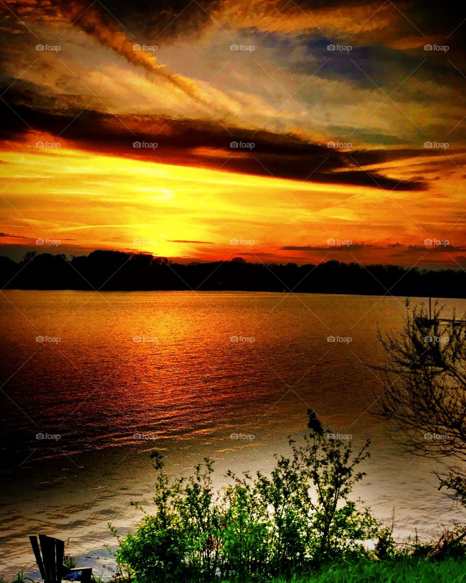 Sunset and the lake in Indiana 